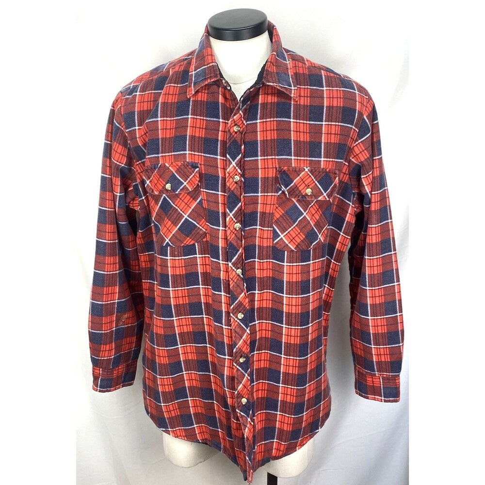 Outdoor Exchange Men's Size L Tall Plaid Button Down Quilted Lining Shacket